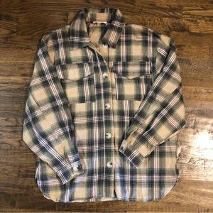 Peach Love California Plaid Shacket Flannel Size Medium New